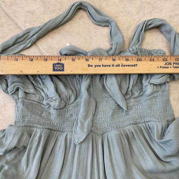Urban Outfitters Smocked Wide Leg  jumpsuit Romper halter women‘s M green Boho - Picture 15 of 16